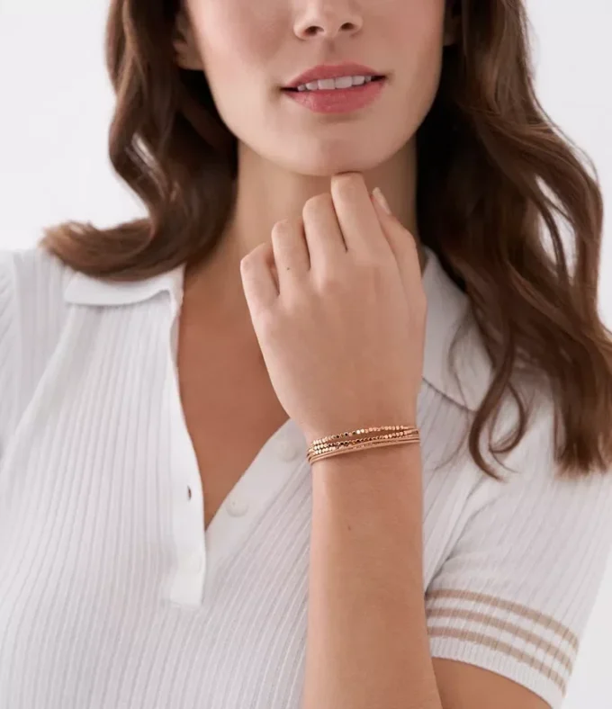All Stacked Up Armband aus braunem Leder