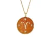 Aries Sutton Sternzeichen Goldfarbene Edelstahl-Halskette mit rotem Karneol-Anhänger Aries Sutton Sternzeichen Goldfarbene Edelstahl-Halskette mit rotem Karneol-Anhänger
