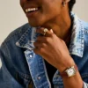 Bright Baubles Goldfarbener Messingring mit zentralem Fokus