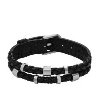 Bronson Leather Essentials Armband aus schwarzem Leder