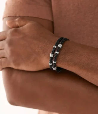 Bronson Leather Essentials Armband aus schwarzem Leder
