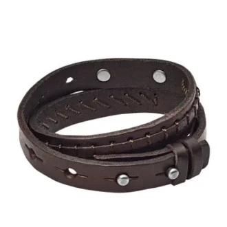 Bronson Vintage Casual braunes doppelt gewickeltes Lederarmband