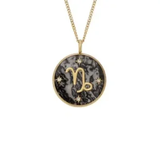Capricorn Sutton Zodiac Goldfarbene Edelstahl-Halskette mit grauem Hämatit-Anhänger