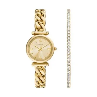 Carlie Dreizeigeruhr aus goldfarbenem Edelstahl mit Armband