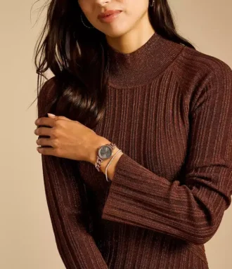 Carlie Dreizeigeruhr aus roségoldfarbenem Edelstahl mit Armband