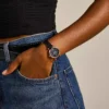 Carlie Mini Dreizeigeruhr aus schwarzem Leder