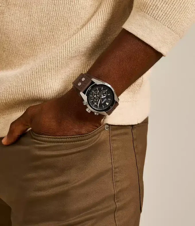 Coachman Chronograph Braune Lederuhr