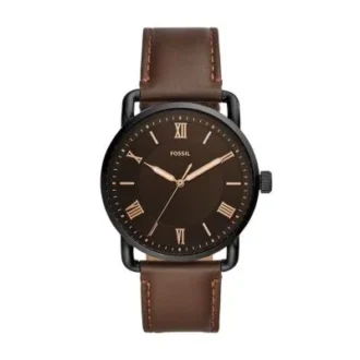 Copeland 42 mm Dreizeigeruhr mit braunem Lederarmband