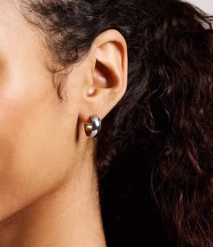 Ellis Domed Collection Zweifarbige Ohrringe aus Edelstahl