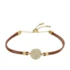 Ellis Glitz Disc Armband aus mittelbraunem Leder Ellis Glitz Disc Armband aus mittelbraunem Leder