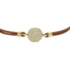 Ellis Glitz Disc Armband aus mittelbraunem Leder Ellis Glitz Disc Armband aus mittelbraunem Leder