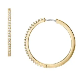Ellis Pavé Glitz Goldfarbene Messing-Creolen