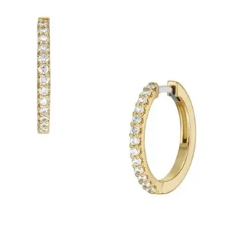 Ellis Pavé Glitz Goldfarbene Messing-Creolen