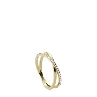 Ellis Pavé Glitz Goldfarbener Edelstahl-Bandring