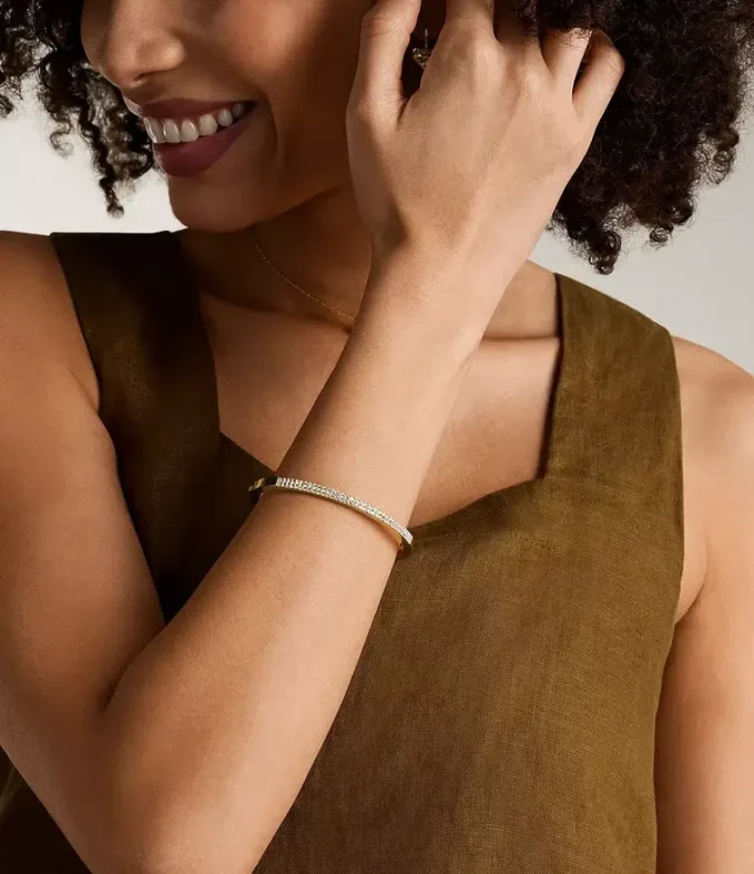 Ellis Pavé Glitz Goldfarbenes Armreif aus Edelstahl