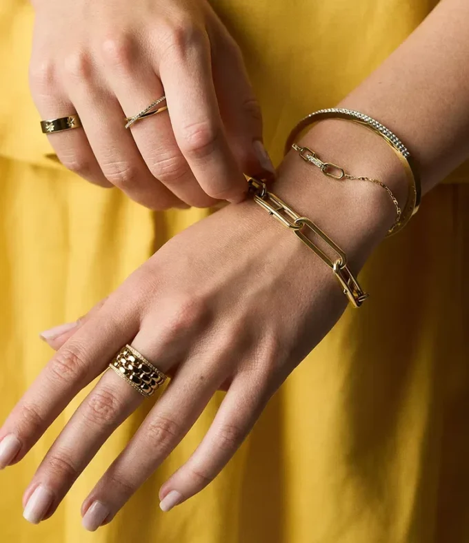 Ellis Pavé Glitz Goldfarbenes Armreif aus Edelstahl