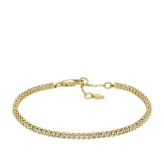 Ellis Pavé Glitz Goldfarbenes Messing-Tennisarmband