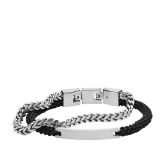 Ellis Schwarzes Nylon- und Edelstahl-Doppelarmband