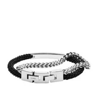 Ellis Schwarzes Nylon- und Edelstahl-Doppelarmband