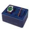 Everett Dreizeiger-Uhr mit Datum, braunem Lederarmband und Armband