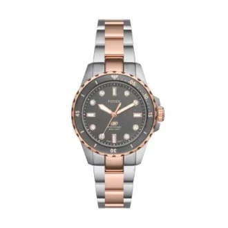 Fossil Blue Dive Dreizeigeruhr aus zweifarbigem Edelstahl