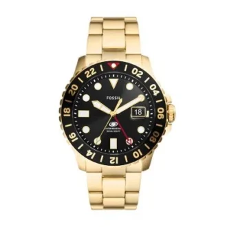 Fossil Blue GMT Edelstahluhr in Goldton