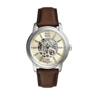 Fossil Heritage Automatikuhr mit braunem Lederarmband