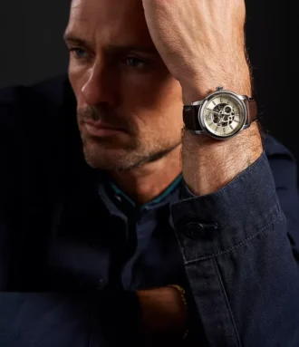 Fossil Heritage Automatikuhr mit braunem Lederarmband