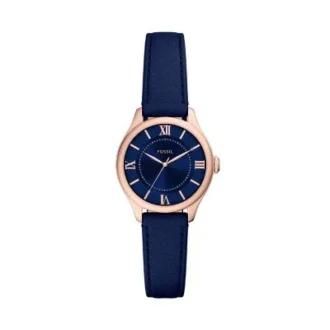 Gilmore Dreizeigeruhr aus marineblauem Leder