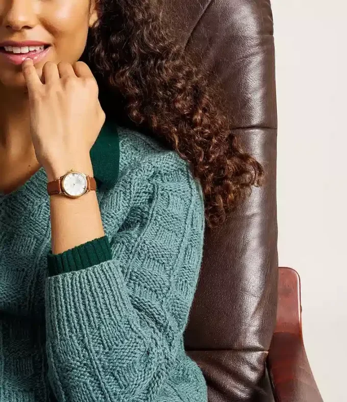 Gilmore Dreizeigeruhr mit braunem Lederarmband