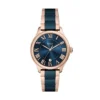 Gilmore Dreizeigeruhr mit Datumsanzeige in Roségold und marineblauem Keramikarmband