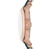 Gilmore Dreizeigeruhr mit Datumsanzeige in Roségold und marineblauem Keramikarmband