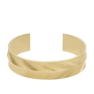 Harlow Armreif aus goldfarbenem Edelstahl mit linearer Struktur