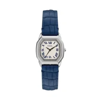 Harlow Dreizeigeruhr aus marineblauem Krokodilleder