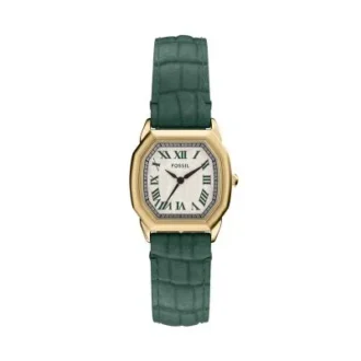 Harlow Dreizeigeruhr mit grünem Krokodillederarmband