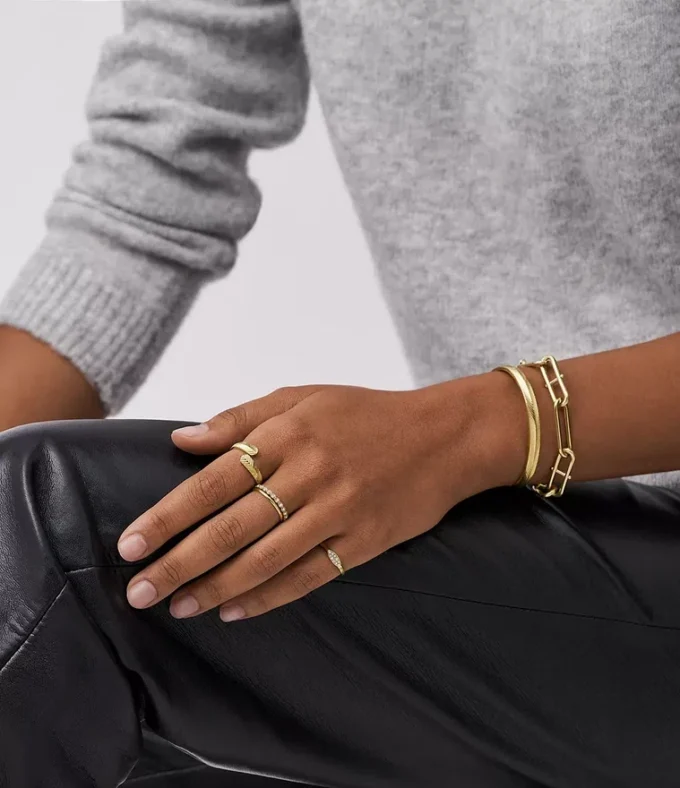 Harlow Linear Texture Goldfarbener Edelstahl-Wrap-Ring