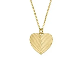 Harlow Linear Texture Heart Goldfarbene Edelstahl-Anhänger-Halskette