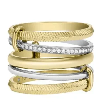 Harlow Linear Texture Zweifarbiger Edelstahl-Prestack-Ring
