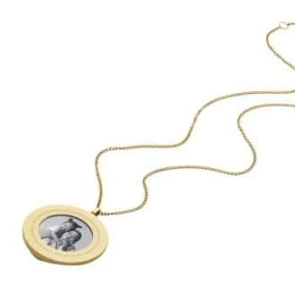 Harlow Locket Collection Goldfarbene Edelstahl-Anhänger-Halskette