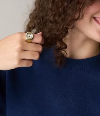 Harlow Uhrenring Zweizeigeruhr aus goldfarbenem Edelstahl