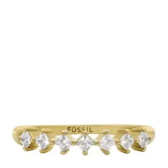 Haselnussbrauner klassischer Glitz-Ring aus goldfarbenem Messing