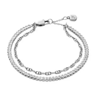 Heritage D-Link Glitz silberfarbenes Messingketten-Tennisarmband