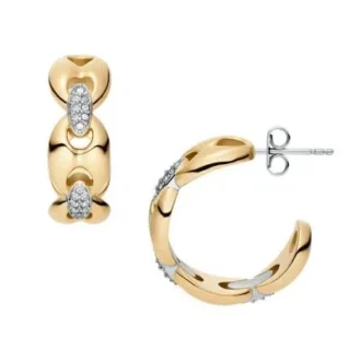 Heritage D-Link Glitz Zweifarbige Edelstahl-Creolen