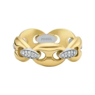 Heritage D-Link Glitz Zweifarbiger Edelstahl-Bandring