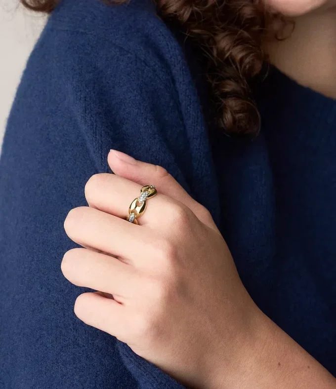 Heritage D-Link Glitz Zweifarbiger Edelstahl-Bandring