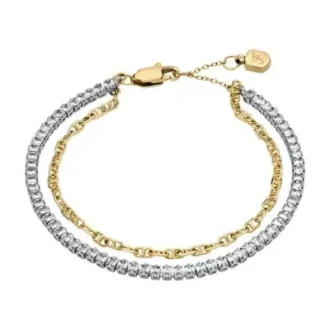 Heritage D-Link Glitz zweifarbiges Tennisarmband aus Edelstahl