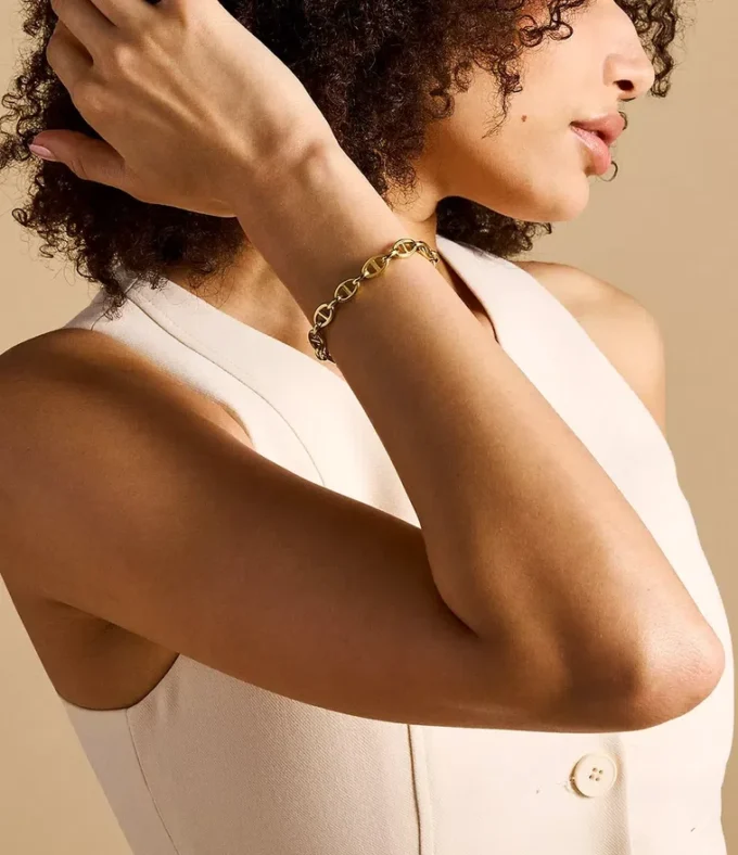Heritage D-Link Goldfarbenes Edelstahl-Kettenarmband