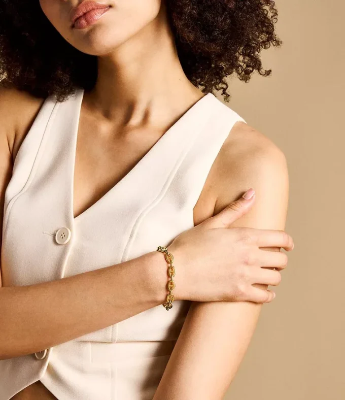 Heritage D-Link Goldfarbenes Edelstahl-Kettenarmband