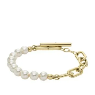 Heritage Pearl D-Link Goldfarbenes Edelstahl-Kettenarmband