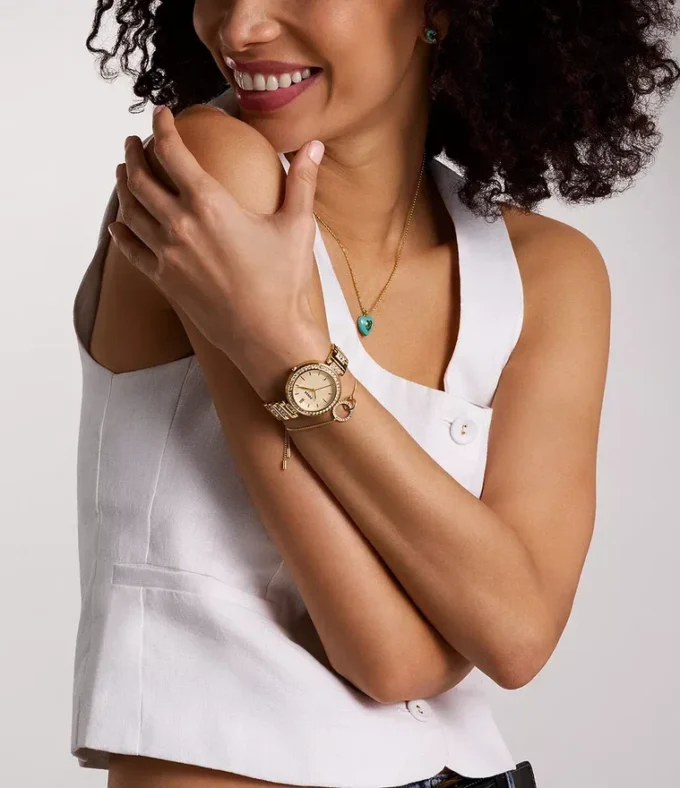Karli Dreizeigeruhr in Goldoptik mit Armband